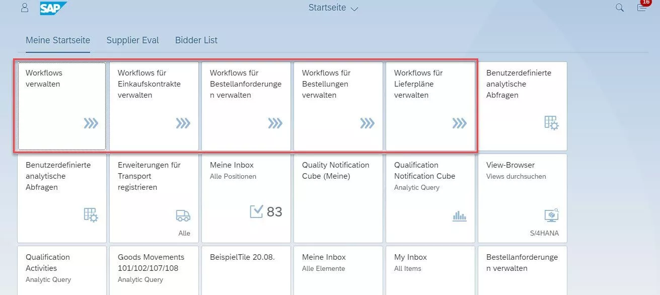 Fiori App Startseite