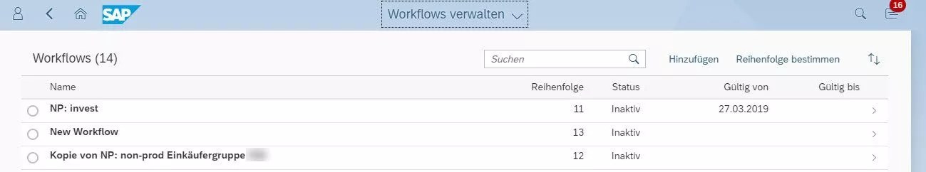 Workflows verwalten