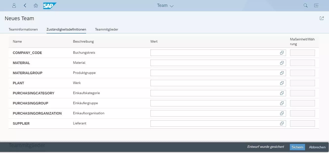 Neues Team anlegen