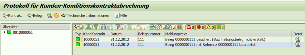 Erfolgsmeldung abgerechneter Konditionskontrakte mit WB2R_SC