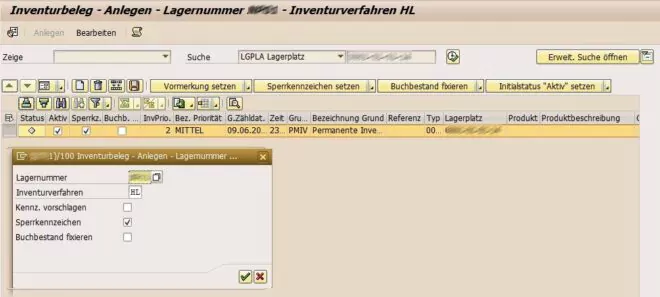 Inventur in SAP EWM - Erstellung Inventurbeleg