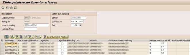 Inventur in SAP EWM - Zählergebnisse zur Inventur erfassen