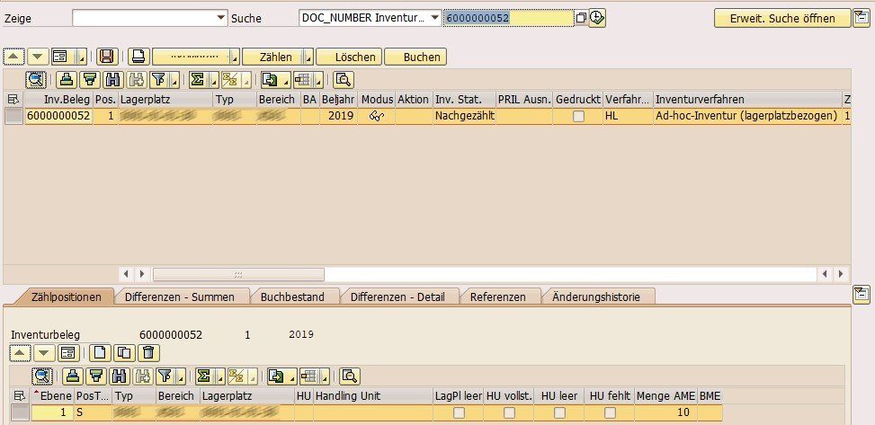 Überführung von Inventurdifferenzen