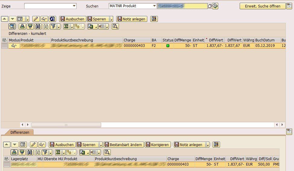 Überführung von Inventurdifferenzen