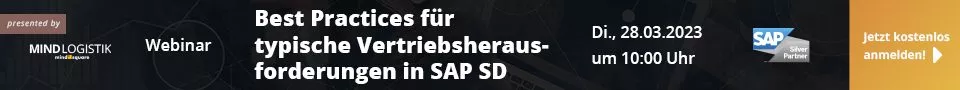 Webinar Best Practices für typische Vertriebsherausforderungen in SAP SD 20230328 Banner Startseite