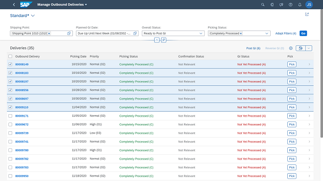 SAP Fiori App "Auslieferungen verwalten" im Überblick