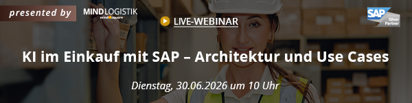 Banner Live-Webinar: KI im Einkauf mit SAP – Architektur und Use Cases